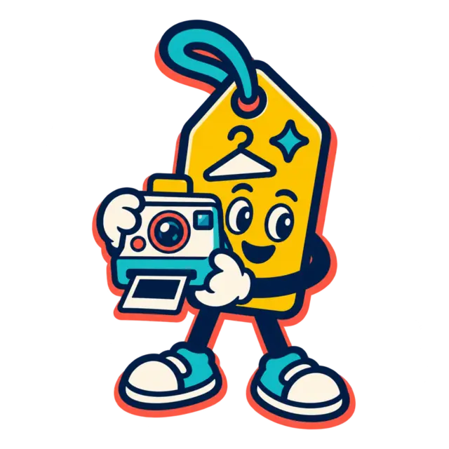 The Thryft Shop mascot holding a camera